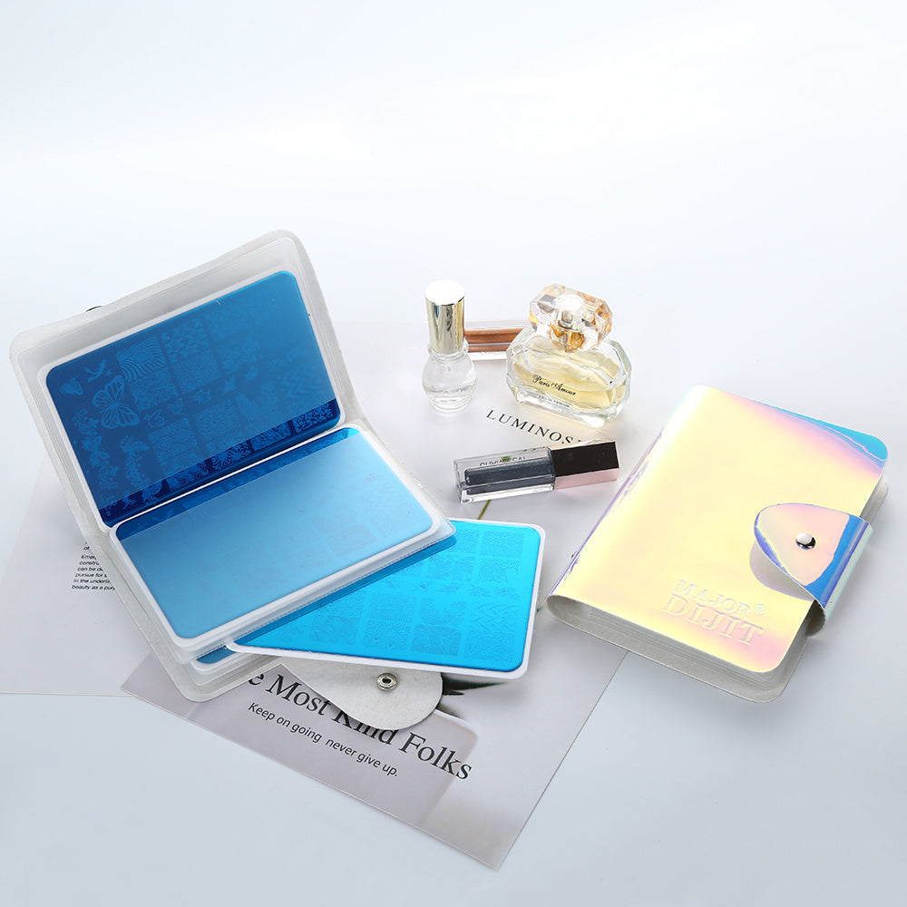 Station Mirror Purple 9.5x14.5Cm Wholesale Nail Printing Template Square Card Pack Printing