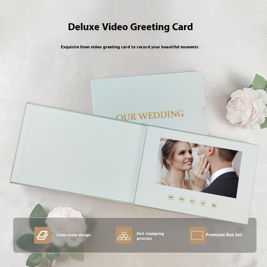 Wedding Video Invitation Linen Material Brochure